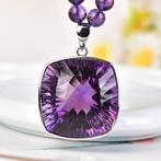 ALGT Certified - Natuurlijke Amethist Ketting met Grote