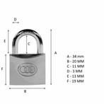 Tri-Circle Messing hangslot - 20 x 34 mm - 3 sleutels - g..., Ophalen of Verzenden, Nieuw