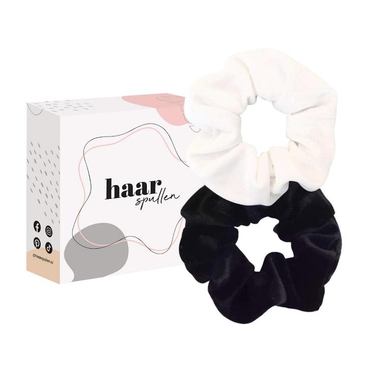 Haarspullen Velvet Scrunchie Duo Set Checkmate - Black &, Sieraden, Tassen en Uiterlijk, Uiterlijk | Haarverzorging, Overige typen