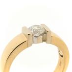 Bicolor gouden solitair ring met diamant | 1,01 ct., Sieraden, Tassen en Uiterlijk, Ringen, Gebruikt, Overige kleuren, 20 of groter