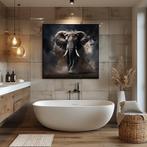 469 - Schilderij olifant, stof, zand, rook, Verzenden, Nieuw, Schilderij, 50 tot 75 cm