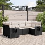 vidaXL 6-delige Loungeset met kussens poly rattan zwart, Verzenden, Nieuw, Rotan, Loungeset