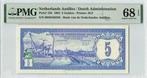 1984 Netherlands Antilles P 15b 5 Gulden Pmg 68 Epq, Postzegels en Munten, Bankbiljetten | Europa | Niet-Eurobiljetten, Verzenden