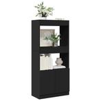 vidaXL Hoge kast 63x33x140 cm bewerkt hout zwart, Verzenden, Nieuw, Overige houtsoorten