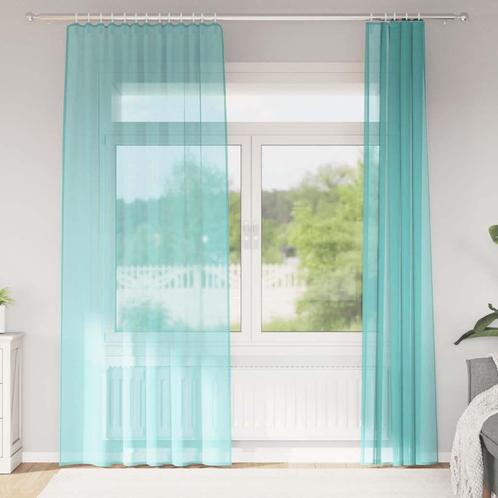 vidaXL Gordijnen voile met roedezakken 2 st turkoois, Huis en Inrichting, Stoffering | Gordijnen en Lamellen, Nieuw, Verzenden