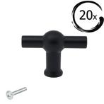 20X Deurknop Kansas 48 mm Zwart, Huis en Inrichting, Verzenden, Nieuw