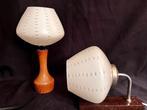 Lamp - glas en teakhout - Drie Vintage lampen