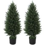 TRUUSK Kunstmatige Cypress 2-delige Set Groot 90 Cm Kunstpla, Verzenden, Nieuw