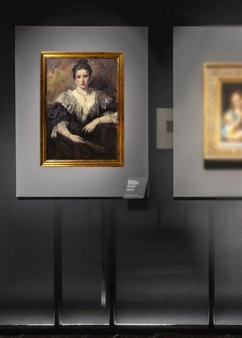 Europese school (XX) - Ritratto di donna con ventaglio - NO, Antiek en Kunst, Kunst | Schilderijen | Klassiek
