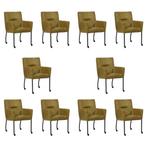 Set van 10 Leren eetkamerstoelen Lucky - Granada Olive, Huis en Inrichting, Stoelen, Ophalen of Verzenden, Nieuw, Leer