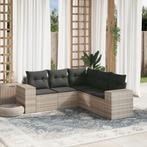 vidaXL 5-delige Loungeset met kussens poly rattan lichtgrijs, Verzenden, Nieuw, Rotan, Loungeset