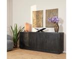 Dressoir Brussel zwart 4 deurs | 200 cm, Huis en Inrichting, Ophalen of Verzenden, Nieuw