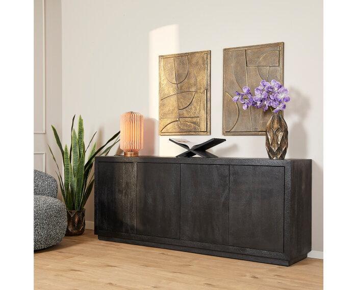 Dressoir Brussel zwart 4 deurs | 200 cm, Huis en Inrichting, Kasten | Dressoirs, Nieuw, Ophalen of Verzenden