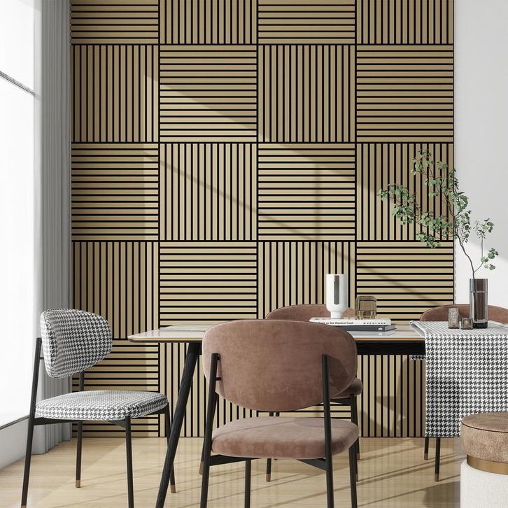 Akoestisch wandpaneel Vang 8 stuks eikenkleurig 60x60 cm 2,8, Doe-het-zelf en Verbouw, Platen en Panelen, Verzenden