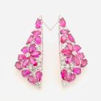 Oorbellen - 18 karaat Witgoud - 6.92ct. tw. Saffier -, Nieuw