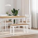 vidaXL Bank 90 cm massief hout rubber wit, Huis en Inrichting, Tafels | Eettafels, Verzenden, Nieuw