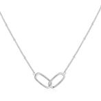 925 zilveren bolletjes ketting met twee rechthoekige hangers, Verzenden, Nieuw, Zilver