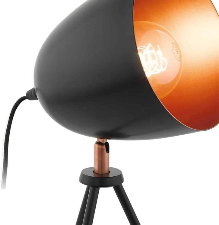 EGLO Vintage Chester - Tafellamp - 1 Lichts - Zwart - Koper, Huis en Inrichting, Lampen | Tafellampen, Nieuw, Ophalen of Verzenden