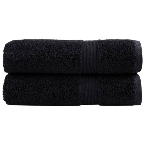 vidaXL Handdoeken SOLUND 2 st 600 g/m² 50x100 cm zwart, Huis en Inrichting, Badkamer | Badtextiel en Accessoires, Zwart, Nieuw