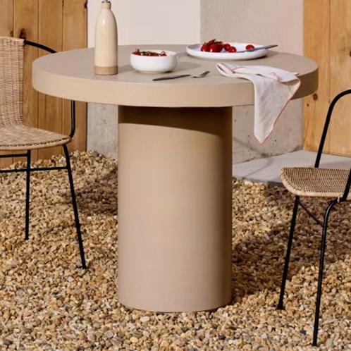 *WOONWINKEL* Kave Home Aiguablava Ronde Eettafel Beige Cemen, Huis en Inrichting, Tafels | Eettafels, Nieuw, Verzenden