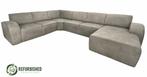 Refurbished 6-zits hoekbank grijs 6 mnd garantie!, Gebruikt, Overige maten, Hoekbank, 300 cm of meer