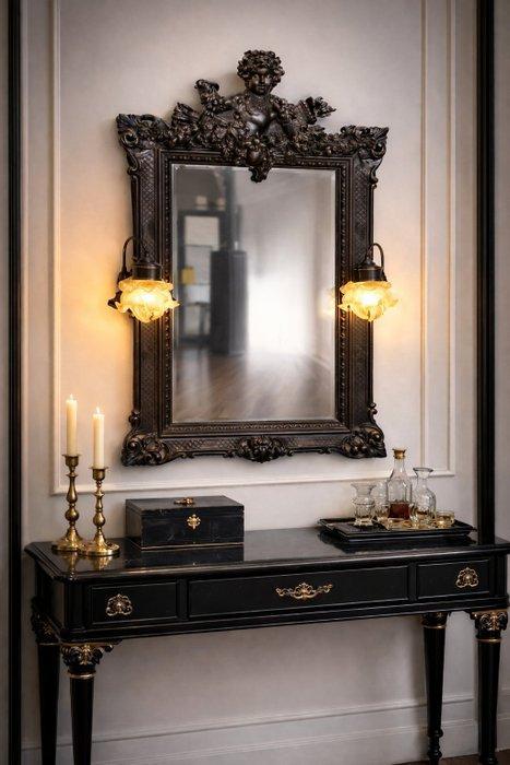 Spiegel - Glas, Hout - Geprofileerd frame van hout, rijk, Antiek en Kunst, Curiosa en Brocante