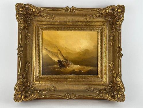 Jan van der Heiden (1911-1992) - A large ship in a storm, Antiek en Kunst, Kunst | Schilderijen | Klassiek