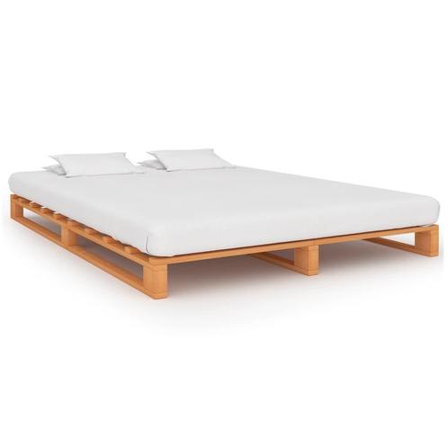 vidaXL Bedframe pallet massief grenenhout bruin 200x200 cm, Huis en Inrichting, Slaapkamer | Bedden, Overige maten, 200 cm, Bruin