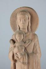 Beeld, Maria met Kind - 29 cm - Terracotta, Antiek en Kunst