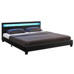 Gestoffeerd bed Paris - 140 x 200 cm - Zwart - LED Verlichti, Verzenden, Nieuw