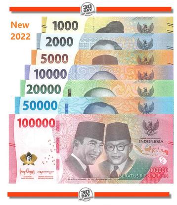 Indonesia set 1000-100.000 Rupiah 2022 Unc pn 162-168 beschikbaar voor biedingen