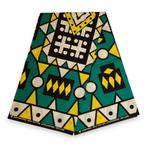 Afrikaanse print stof - Turquoise Gele Samakaka / Samacaca (, Hobby en Vrije tijd, Stoffen en Lappen, Ophalen of Verzenden, Nieuw
