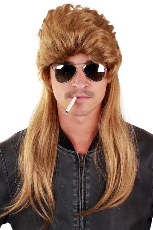 Mullet Pruik Lang Donkerblond Matje Blond Bruin Rocker New K, Kleding | Heren, Carnavalskleding en Feestkleding, Nieuw, Overige maten
