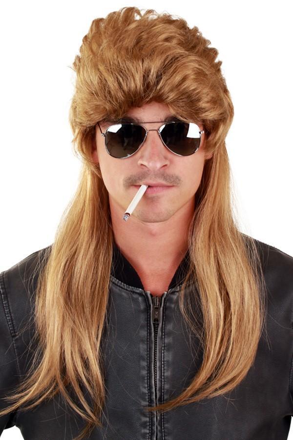 Mullet Pruik Lang Donkerblond Matje Blond Bruin Rocker New K, Kleding | Heren, Carnavalskleding en Feestkleding, Nieuw, Overige maten