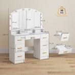 TRUUSK Kaptafel met 10 LED-Hollywood-lampen - Spiegel - 7 La, Verzenden, Nieuw