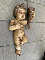 sculptuur, Angel with Torch - 41 cm - Hout, Antiek en Kunst, Antiek | Boeken en Bijbels