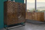 Massief houten hoge kast ZEN CIRCLES 120 cm donkerbruin, Huis en Inrichting, Kasten | Dressoirs, Ophalen of Verzenden, Nieuw