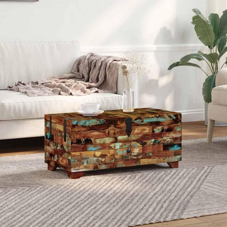 vidaXL Salontafel kist 80x40x35 cm massief gerecycled hout, Huis en Inrichting, Tafels | Salontafels, 50 tot 100 cm, Nieuw, Overige houtsoorten