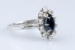 Ring - 18 karaat Witgoud - 0.82ct. tw. Saffier - Diamant, Nieuw