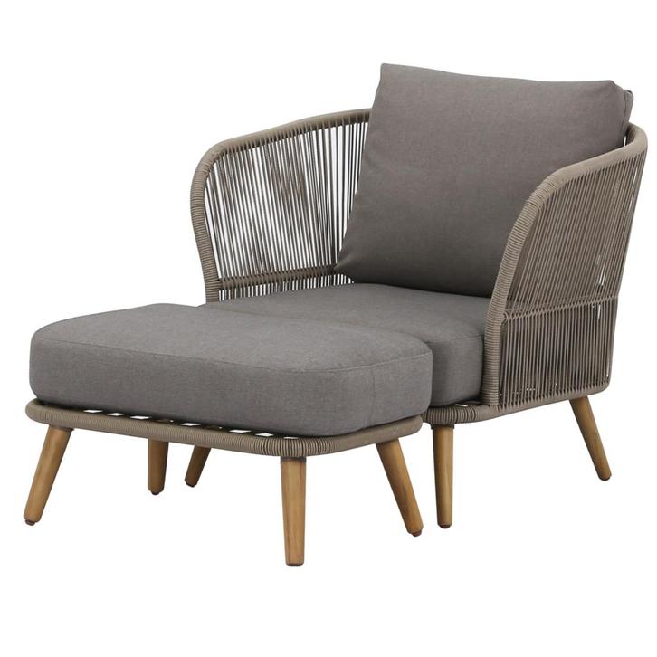 Volterra lounge balkonset 2-delig licht bruin wicker, Tuin en Terras, Tuinsets en Loungesets, Nieuw, Ophalen of Verzenden