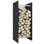 vidaXL Haardhoutrek 40x35x100 cm gehard glas zwart, Huis en Inrichting, Verzenden, Nieuw