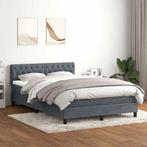 vidaXL Boxspring met matras fluweel donkergrijs 140x210 cm, Verzenden, Nieuw, Grijs, Stof