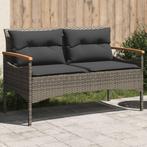 vidaXL Tuinbank met kussens 116x62,5x74 cm poly rattan grijs, Tuin en Terras, Tuinbanken, Verzenden, Nieuw, Rotan