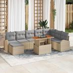 vidaXL Tuin Sofa Set met kussen 9 pcs beige en lichtgrijs, Tuin en Terras, Verzenden, Nieuw, Rotan