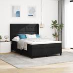 vidaXL Boxspringbed met matras en LED stof zwart 160x200 cm, Huis en Inrichting, Slaapkamer | Bedden, Verzenden, Zwart, 200 cm
