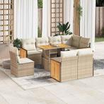 vidaXL 9-delige Loungeset met kussens poly rattan acacia, Verzenden, Nieuw, Rotan, Loungeset