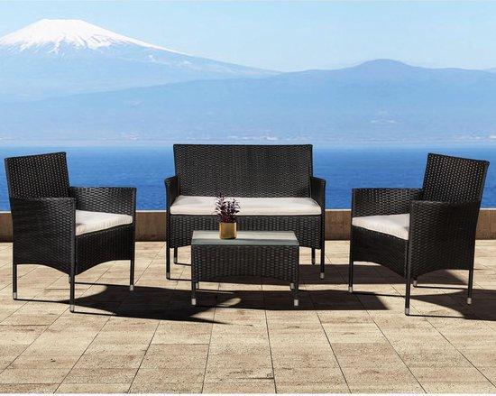 2dekans | Loungeset Fort Myers - Polyrotan - Grijs/Wit, Tuin en Terras, Tuinsets en Loungesets, Zo goed als nieuw, Ophalen of Verzenden