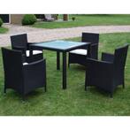 vidaXL 5-delige Tuinset met kussens poly rattan zwart, 4 zitplaatsen, Nieuw, Tuinset, Verzenden