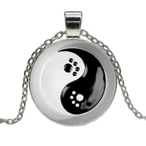 Fako Bijoux® - Ketting - Cabochon - Yin Yang - Pootjes Ring, Sieraden, Tassen en Uiterlijk, Kettingen, Verzenden