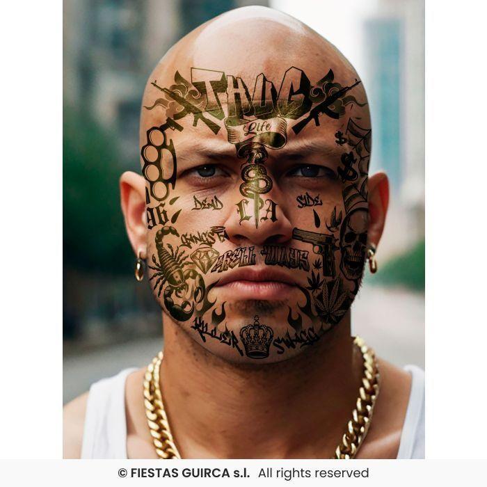 Neptattoo Gezicht Thug Life, Hobby en Vrije tijd, Feestartikelen, Feestartikel, Nieuw, Verzenden